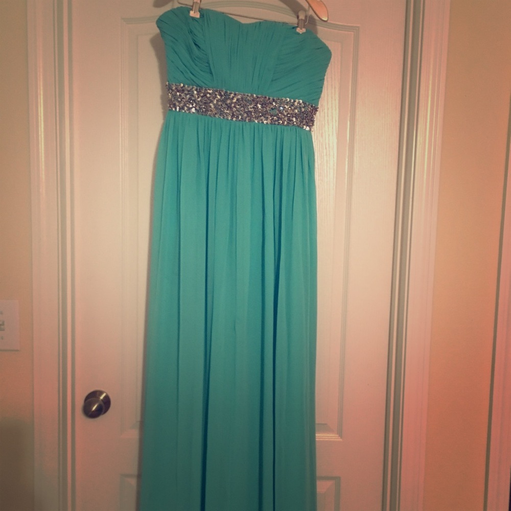 Calvin Klein Strapless Gown with Sequin-at-Waist